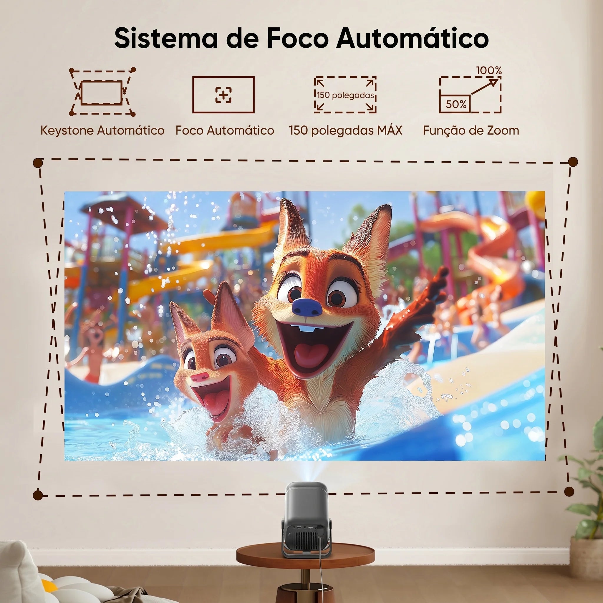 Proyector 4K 450ANSI de Tiro Corto, Proyector Android con Autoenfoque y Corrección Trapezoidal, 1080P Nativo, Wifi6, BT5.2, Cine en Casa Portátil