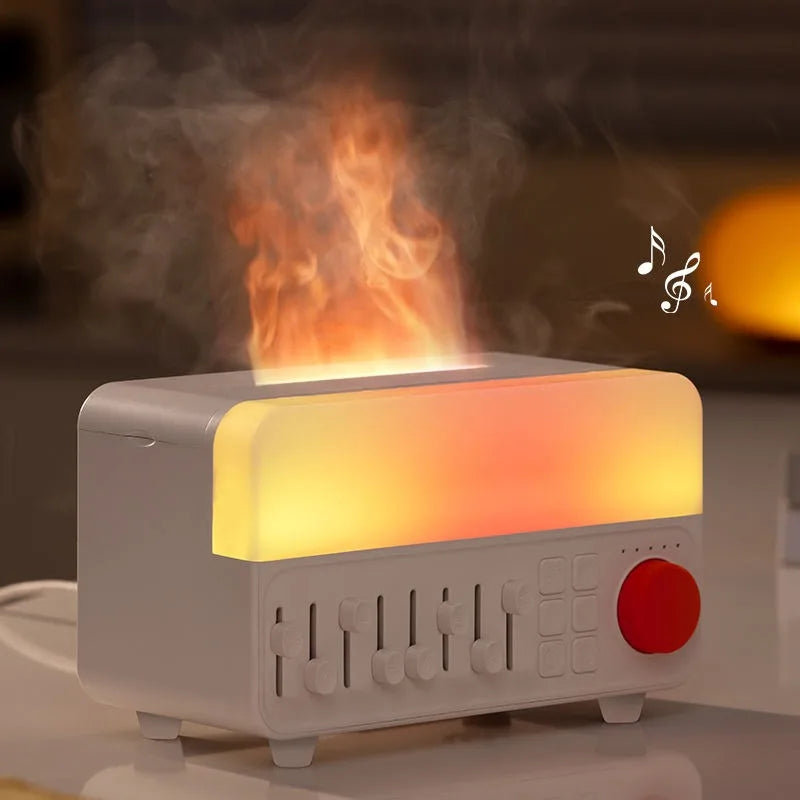 Humidificador de Aromaterapia con Ruido Blanco Retro, Luz RGB, Altavoz Bluetooth, Ayuda para Dormir, Difusor de Vapor Frío Ultrasónico para Dormitorio