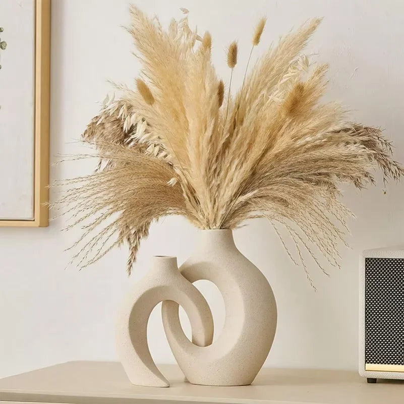 Juego de Jarrones de Cerámica Europeos, Creativos, Blancos, Sencillos, Decoración para el Hogar, Sala de Estar, Entrada, Mueble de TV