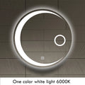 Espejo de baño con forma de luna redonda, luz LED ajustable de 3 colores con altavoz Bluetooth, espejo de maquillaje inteligente, 40/50/60cm