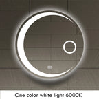 Espejo de baño con forma de luna redonda, luz LED ajustable de 3 colores con altavoz Bluetooth, espejo de maquillaje inteligente, 40/50/60cm
