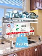 Escurridor de Platos de Acero Inoxidable 304 para Fregadero de Cocina, Estante de Almacenamiento Multifuncional para Drenaje ...