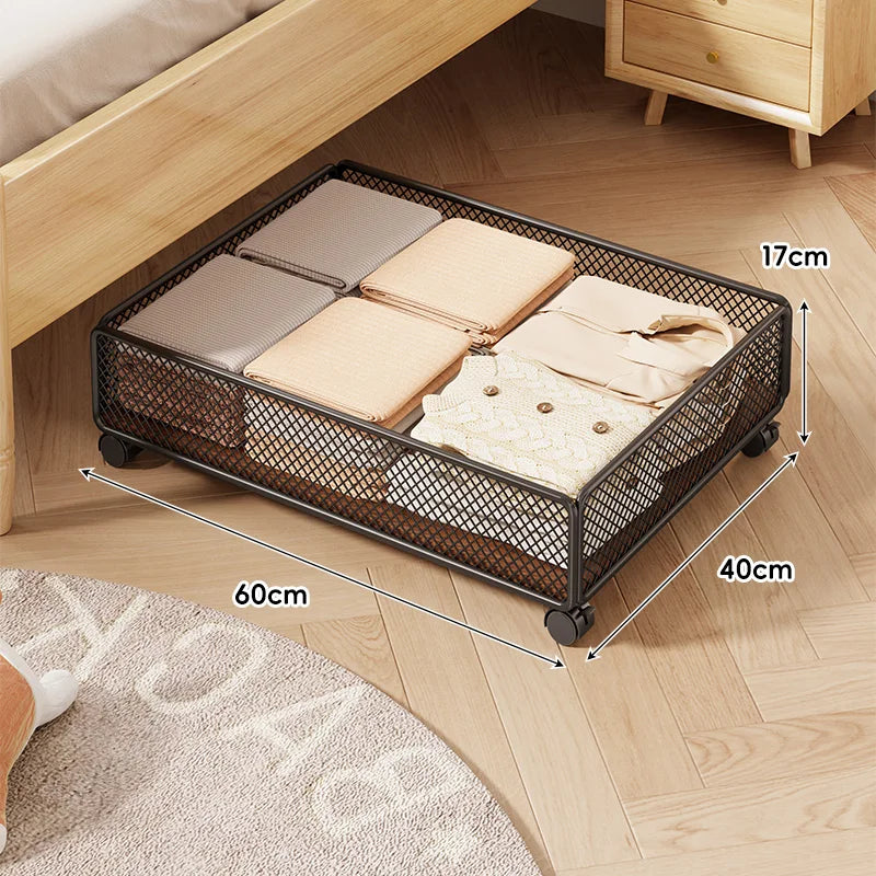 Caja de nento Debajo de la Cama de an Capacidad, Estilo Cajón con Ruedas, Diseño Plano para Ropa y Libros, Organiz...