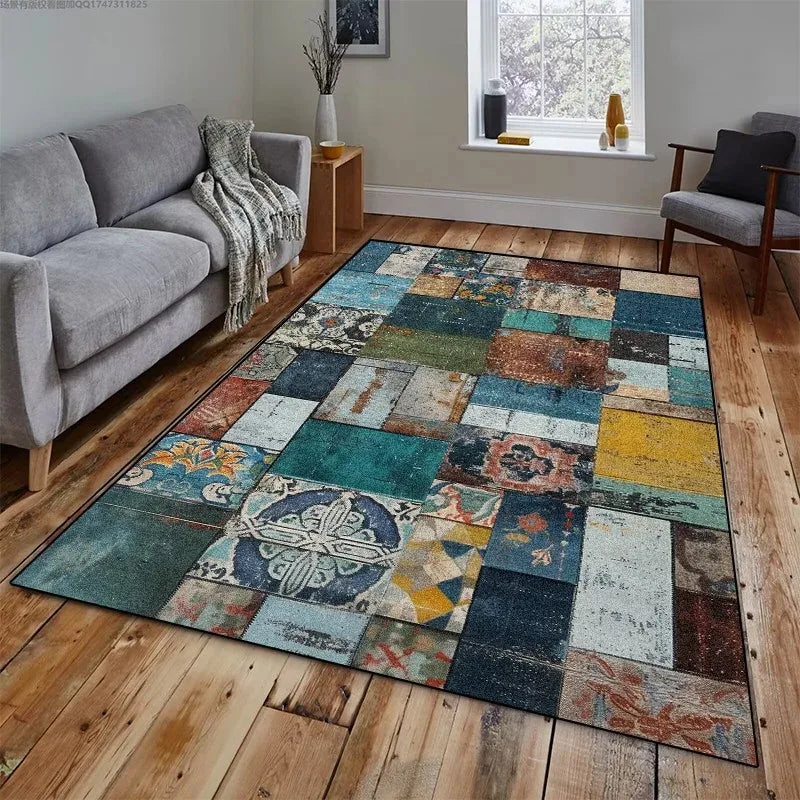 VIKAMA Alfombra grande moderna de lujo con estampado, antideslizante y lavable, para decoración del hogar en la sala de estar y el dormitorio-dsj