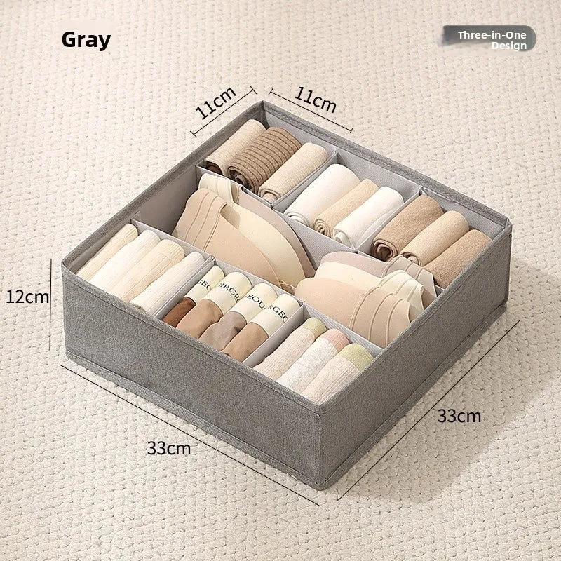 Caja Organizadora Tres en  para Ropa Interior y Calcetines, Caja de Almacenamiento para Armario, con Compartimentos Dividi...