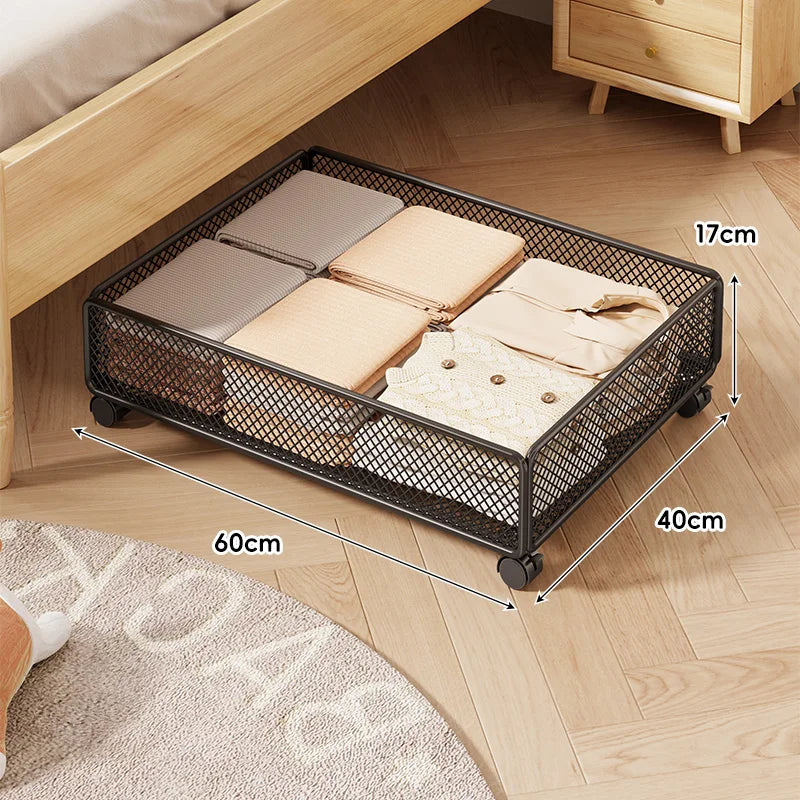 Caja de nento Debajo de la Cama de an Capacidad, Estilo Cajón con Ruedas, Diseño Plano para Ropa y Libros, Organiz...