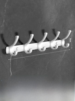 【Blanco Cremoso】Estante de 5 Ganchos Cola de Fénix ● (Incluye Adhesivo sin Perforación y Kit de Tornillos para Perforación)