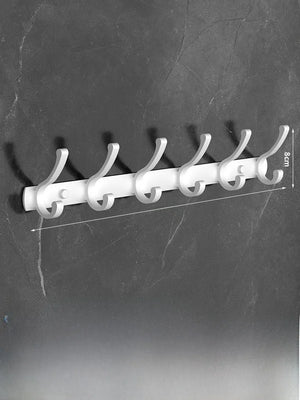 【Blanco Cremoso】Estante de 6 Ganchos Cola de Fénix ● (Incluye Adhesivo sin Perforación y Kit de Tornillos para Perforación)