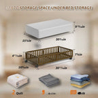 Caja de Almacenamiento de Bambú con Ruedas para Debajo de la Cama, para Sala de Estar y Dormitorio, Caja de Madera Simple par...