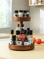 Estante Giratorio de Madera Maciza para Especias de Cocina, Soporte para Latas de Condimento, Sin Necesidad de Perforación, F...